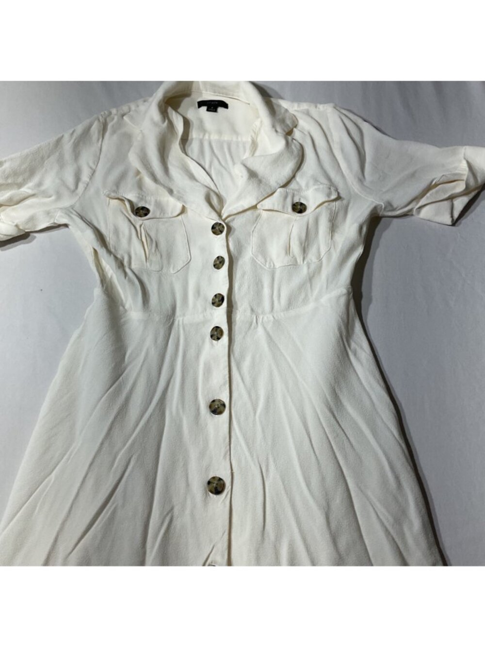 J crew Button-Front Midi Dress size 4 Collared Neck & Short Sleeves - Ivory - Picture 7 of 12